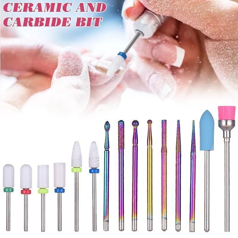 16 Piece Ceramic and Tungsten Nail Drill Bit Set